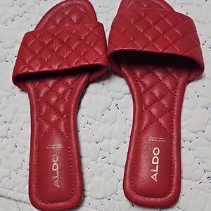 Aldo Red Quilted Slide Sandals